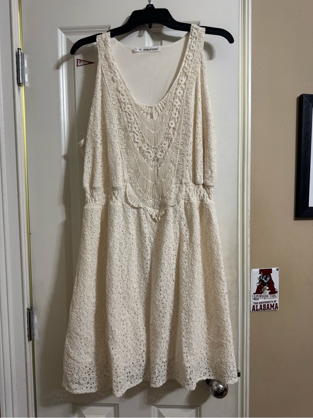 Maurices Cream Crochet Mini Dress